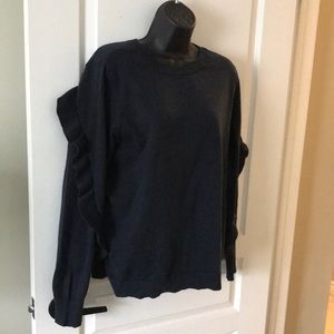 Joe fresh navy ruffle sweater